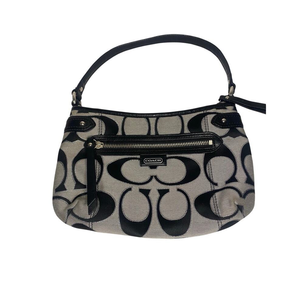 Coach Daisy Outline Signature Hobo Small Shoulder Bag Black Gray Y2K Classic - Picture 1 of 9